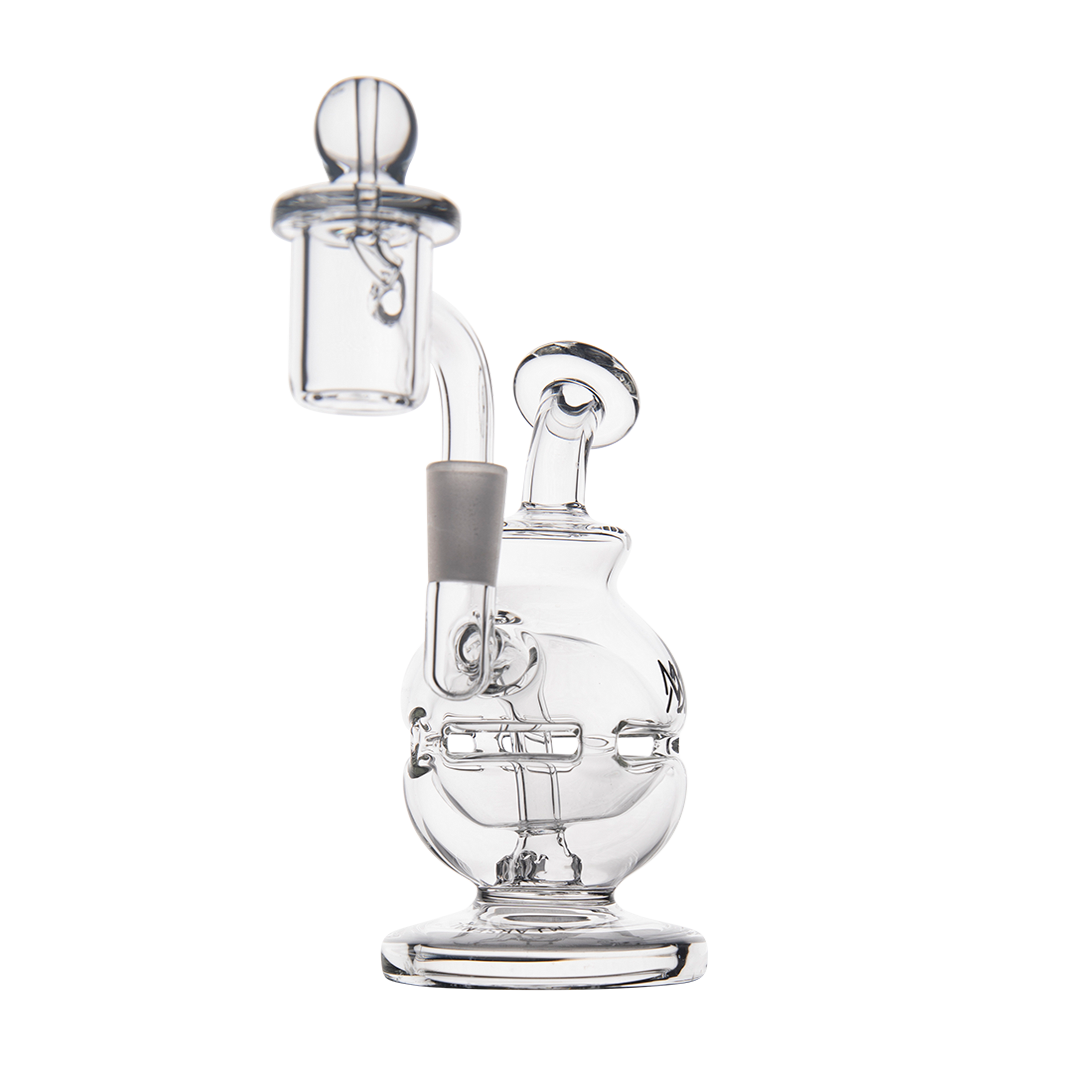 MJ Arsenal Royale Mini Dab Rig with clear borosilicate glass and 90-degree banger hanger