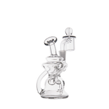 MJ Arsenal Hydra Mini Dab Rig with clear borosilicate glass, 90-degree banger hanger design, front view