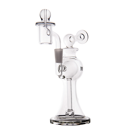 MJ Arsenal Apollo Mini Dab Rig with Puck Perc, 10mm Female Joint, Front View on White