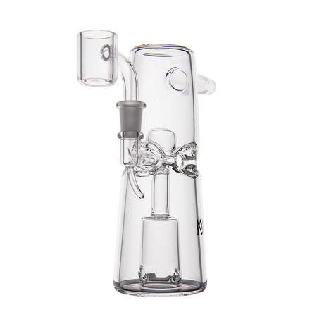Compact MJ Arsenal Turret Mini Dab Rig with Quartz Bucket - Clear Glass Side View