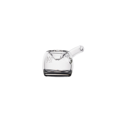 MJ Arsenal Perch Hand Pipe in Clear Glass, Ergonomic Compact Design, Front View on White Background