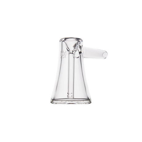 MJ Arsenal Vulkan Bubbler with a sleek, clear glass design, side view on a white background