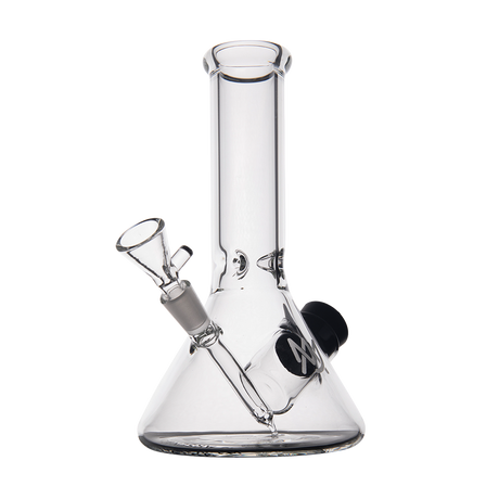 MJ Arsenal Cache Bong in clear borosilicate glass with a 45-degree joint, front view on white background