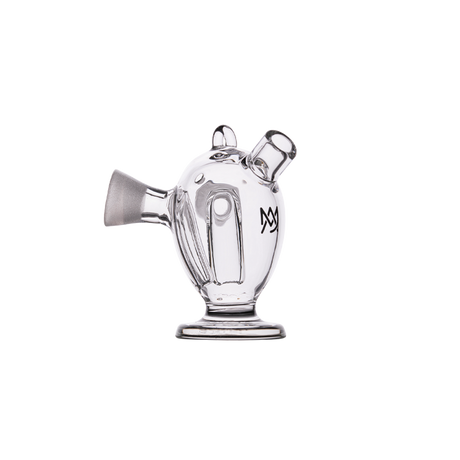 MJ Arsenal Dubbler Original Double Bubbler, compact borosilicate glass, side view on white