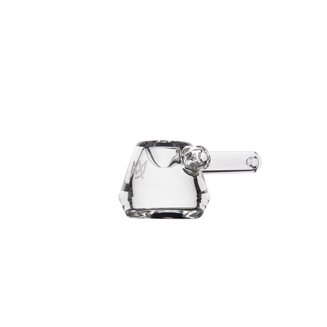 MJ Arsenal Kettle Hand Pipe - Compact Clear Glass - Angled View on White Background