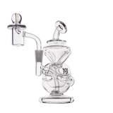 MJ Arsenal Infinity Mini Dab Rig with banger hanger design, clear borosilicate glass, front view