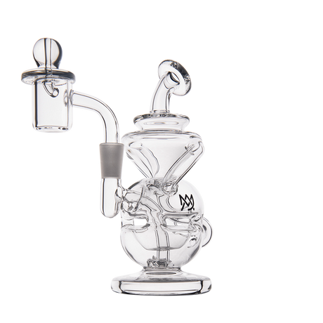 MJ Arsenal Infinity Mini Dab Rig with banger hanger design, clear borosilicate glass, front view
