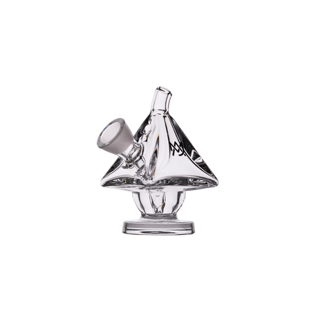 MJ Arsenal King Bubbler in clear borosilicate glass, 45-degree view showing compact design for dry herbs