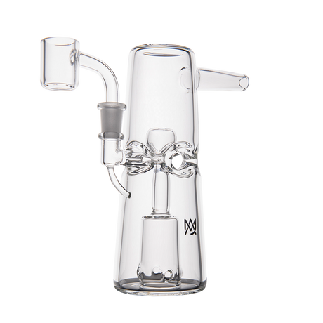 MJ Arsenal Turret Mini Dab Rig Front View - Clear Glass with Quartz Bucket