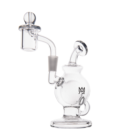 MJ Arsenal Atlas Mini Dab Rig, Honeycomb Percolation, Double Ball Design, 90 Degree Joint, Side View