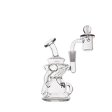 MJ Arsenal Hydra Mini Dab Rig with clear borosilicate glass, 90-degree banger hanger, and compact design