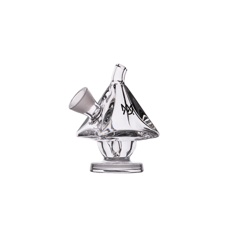 MJ Arsenal King Bubbler in clear glass, portable novelty design, 45-degree view on white background