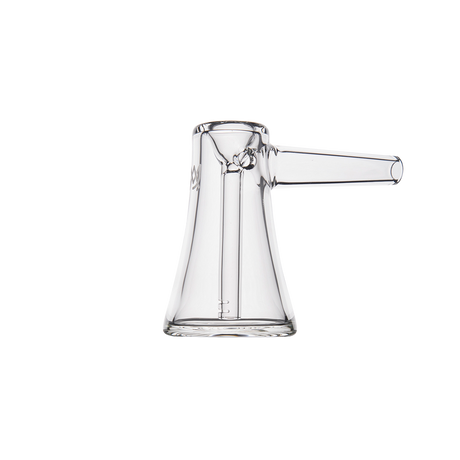 MJ Arsenal Vulkan Bubbler - Compact Clear Glass with Smooth Hits - Side View on White