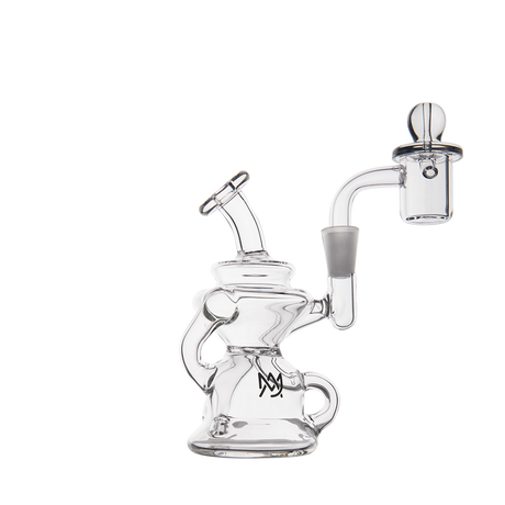 MJ Arsenal Hydra Mini Dab Rig with Klein Recycler and Triple-Hole Perc, 10mm Female Joint, Side View