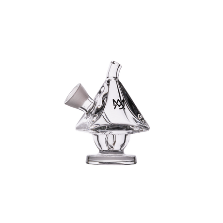 MJ Arsenal King Bubbler in clear borosilicate glass, compact design for easy travel, angled front view