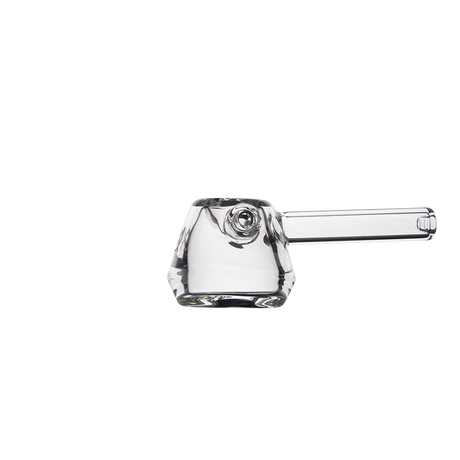 MJ Arsenal Kettle Hand Pipe - Compact Clear Glass with Deep Bowl - Side View on White Background