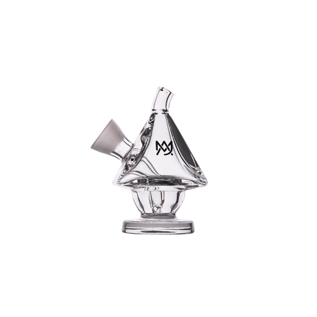 MJ Arsenal King Bubbler, clear glass with 45-degree joint, portable design, front view on seamless white