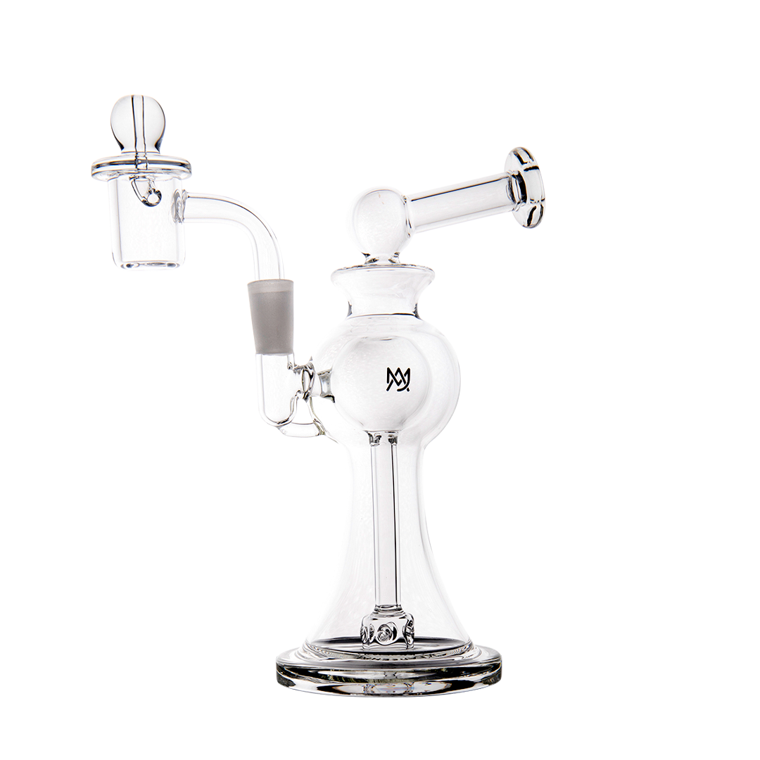 MJ Arsenal Apollo Mini Dab Rig with Banger Hanger Design, Clear Borosilicate Glass, 7" Tall