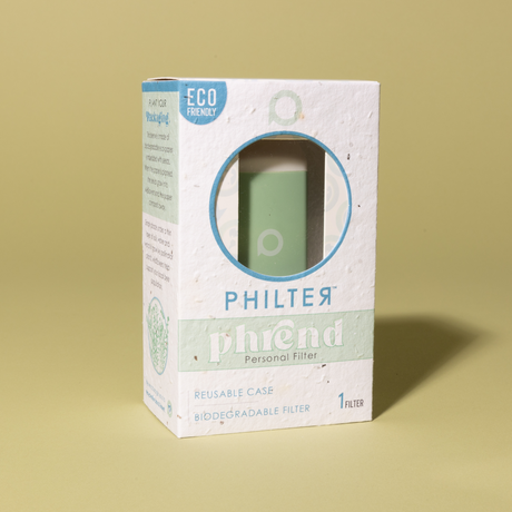 Philter Labs PHREND Personal Filter in Packaging - Front View on Yellow Background
