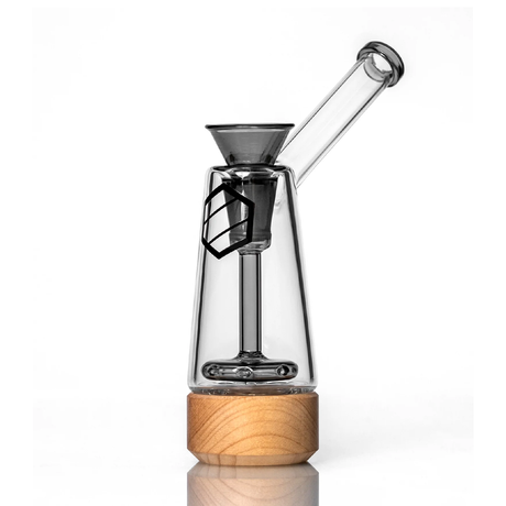 Anomaly Drift 6" Smooth-Hit Glass Bubbler, Maple Base, Front View with Percolator, Includes Bag