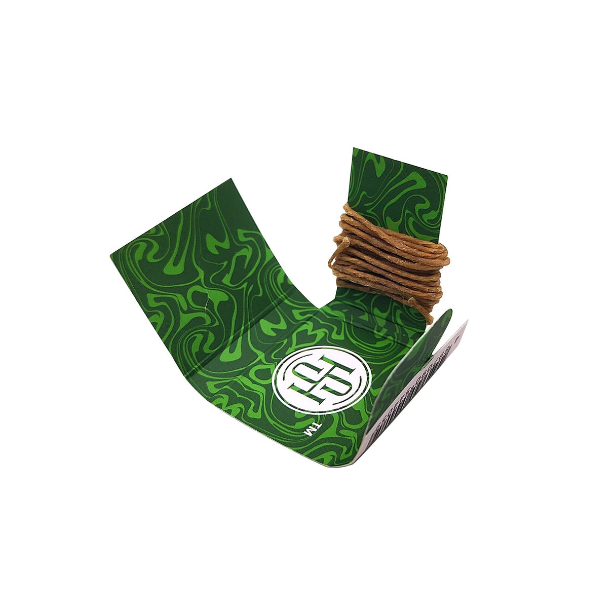 Primo High Society Organic Hemp Wick 3.3' with green branding sleeve, angled view