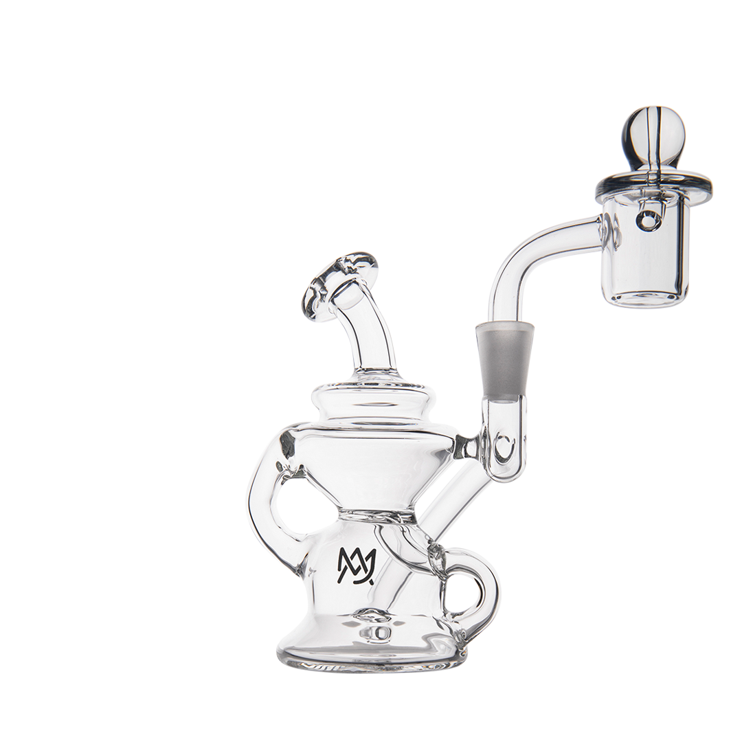 MJ Arsenal Hydra Mini Dab Rig, Clear Borosilicate Glass, 90 Degree Joint, Front View