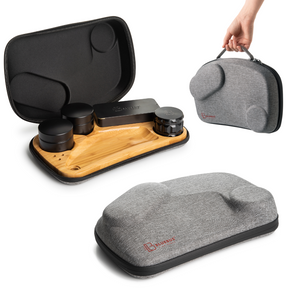 BLAZE Wooden Stash Rolling Tray by Blue Bus with metal grinders and fabric case, portable and compact design