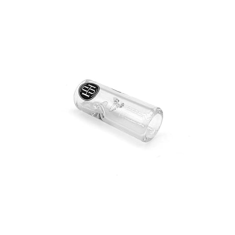 Primo Fatty Glass Crutch by High Society - Clear Glass with Black Logo - Angled View