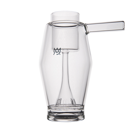 MJ Arsenal Proxy Bubbler front view, clear borosilicate glass with side arm for dabbing
