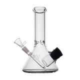 MJ Arsenal Cache Bong in clear borosilicate glass, beaker design, with 45-degree joint, front view