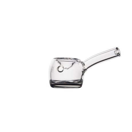 MJ Arsenal Perch Hand Pipe - Clear Glass with Side Carb - Angled Side View