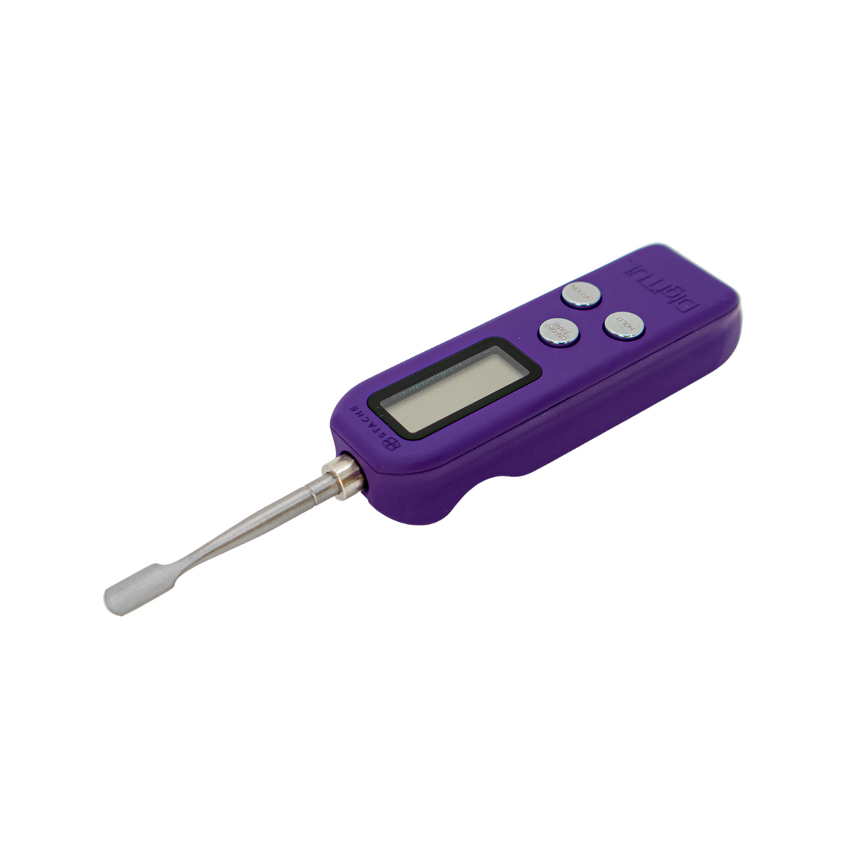 Stacheproducts DigiTül in purple, digital tool with extendable metal probe, side view on white background