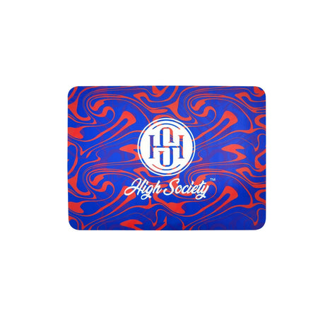 High Society Rectangle Dab Mat in Blurberry with Swirling Red and Blue Design - Top View