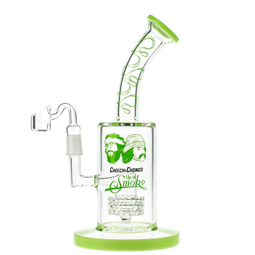 Cheech & Chong Anniversary Milky Green Van Dab Rig with Chandelier Percolator, 10-inch, Front View