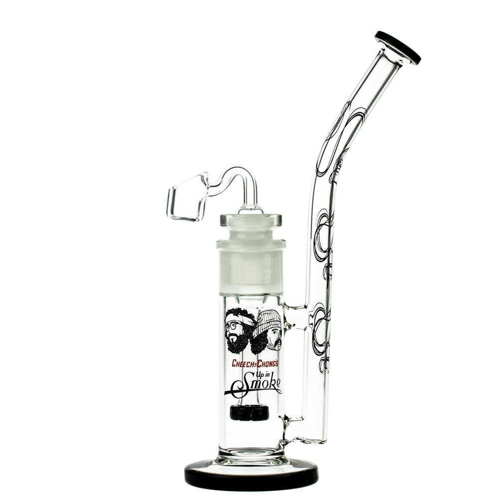 Cheech & Chong 40th Anniversary Black Tied Stick Extract Water Pipe with Percolator, 10" Tall, Side View