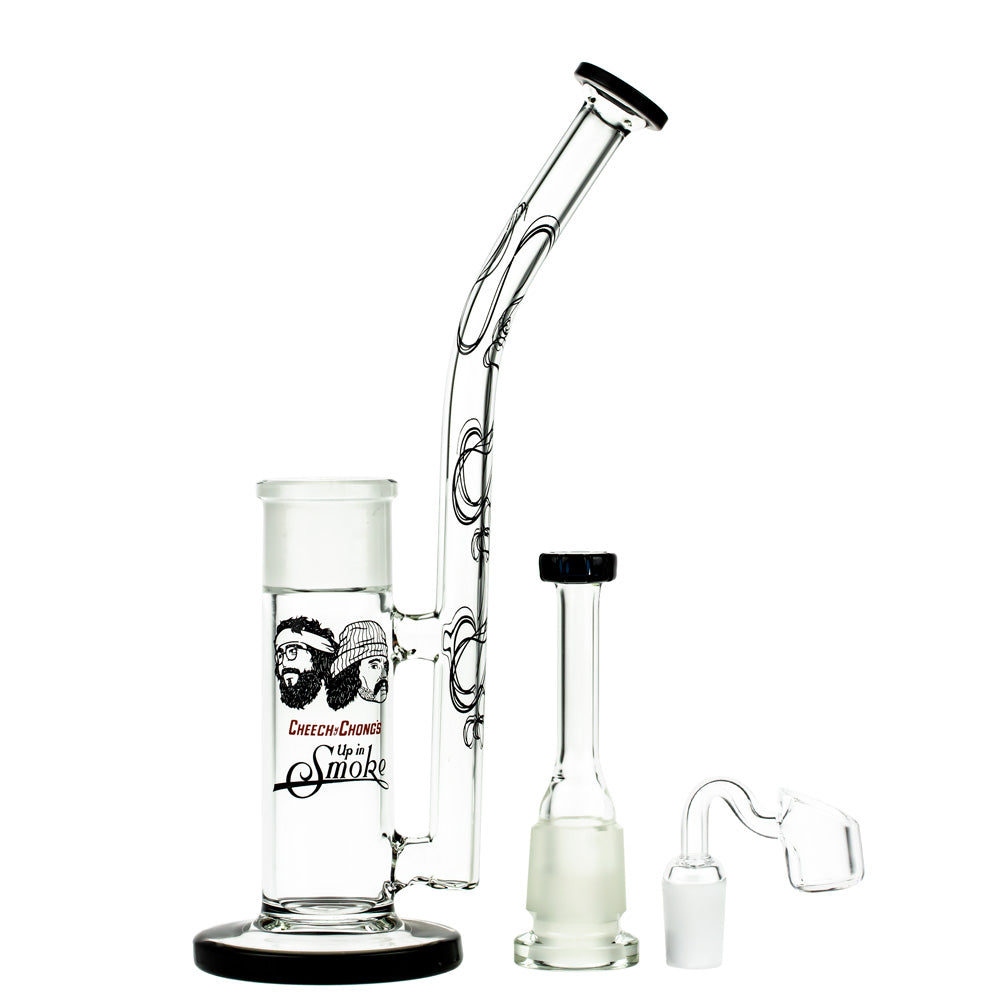 Cheech & Chong 40th Anniversary Black Tied Stick Extract Water Pipe with Percolator, Front View