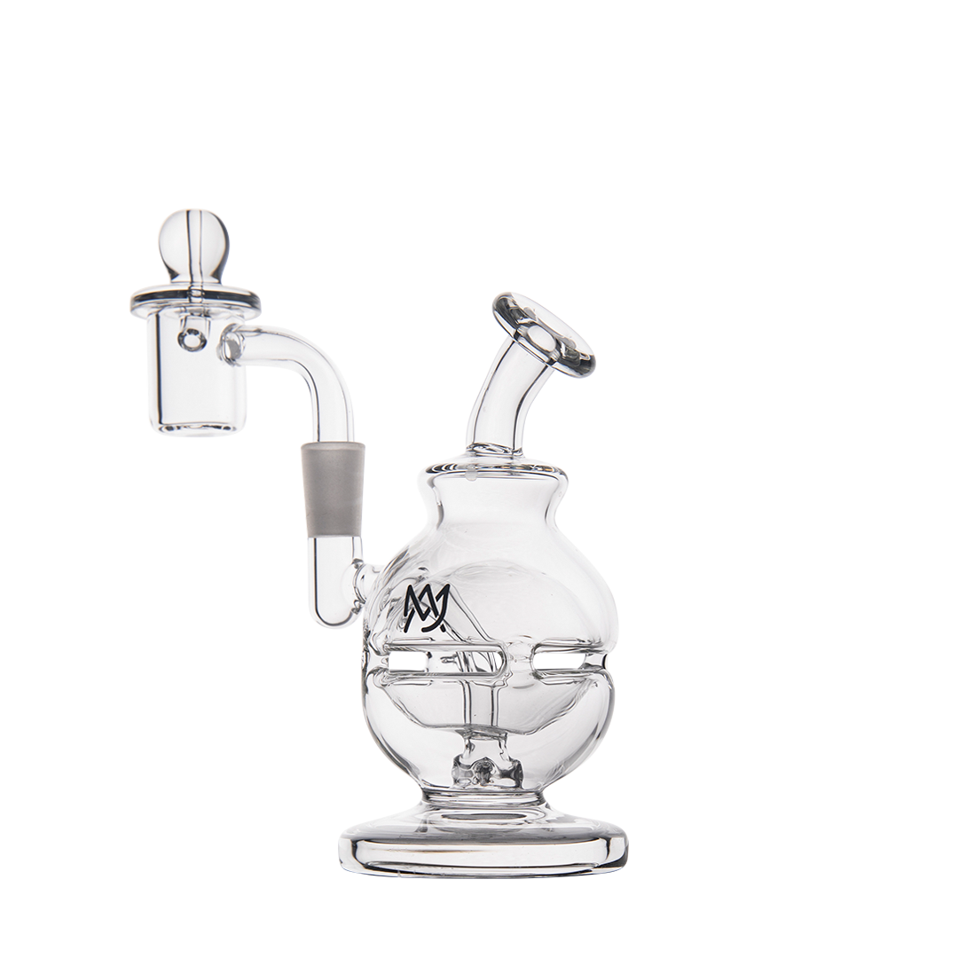 MJ Arsenal Royale Mini Dab Rig with Banger Hanger, Clear Borosilicate Glass, Side View