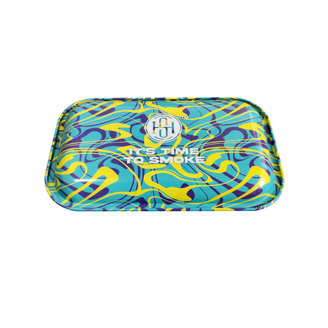 High Society Medium Rolling Tray - Shaman Design Top View, Vibrant Colors