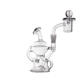 MJ Arsenal Hydra Mini Dab Rig in Clear Borosilicate Glass, Front View with Banger Hanger