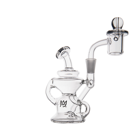 MJ Arsenal Hydra Mini Dab Rig in Clear Borosilicate Glass, Front View with Banger Hanger