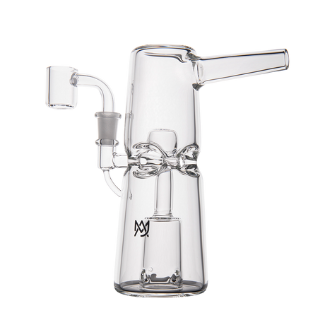 MJ Arsenal Turret Mini Dab Rig with Quartz Bucket - Clear Glass Side View