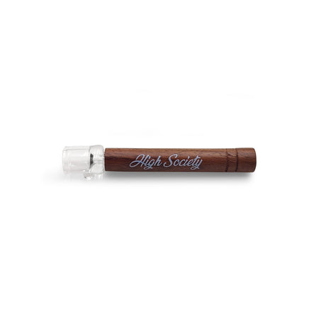 High Society American Walnut & Glass Taster Pipe with Engraved Logo - Side View