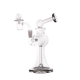 MJ Arsenal Apollo Mini Dab Rig with clear borosilicate glass, 90-degree banger hanger, side view