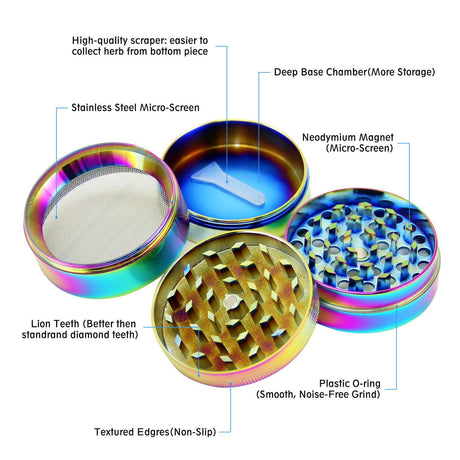 PILOT DIARY Mandala Herb Grinder with Neodymium Magnet and Lion Teeth Design