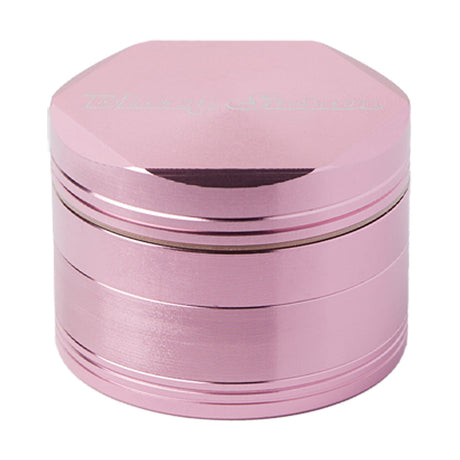 Blazy Susan Pink 2.5" Aluminum 4-Piece Herb Grinder with 3 Chambers, Front View