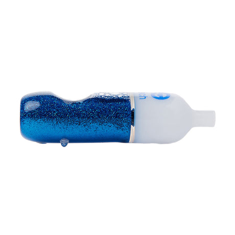 Cheech Glass 4.5" Blue Glycerin Glitter Pipe, easy to grip with a deep bowl, side view