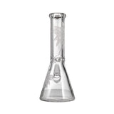 Sunakin America BKR9 Beaker Bong - Clear Glass Front View with Etched Design