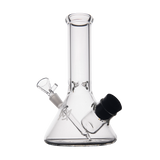 MJ Arsenal Cache Bong front view, clear borosilicate glass, compact beaker design, 45-degree joint