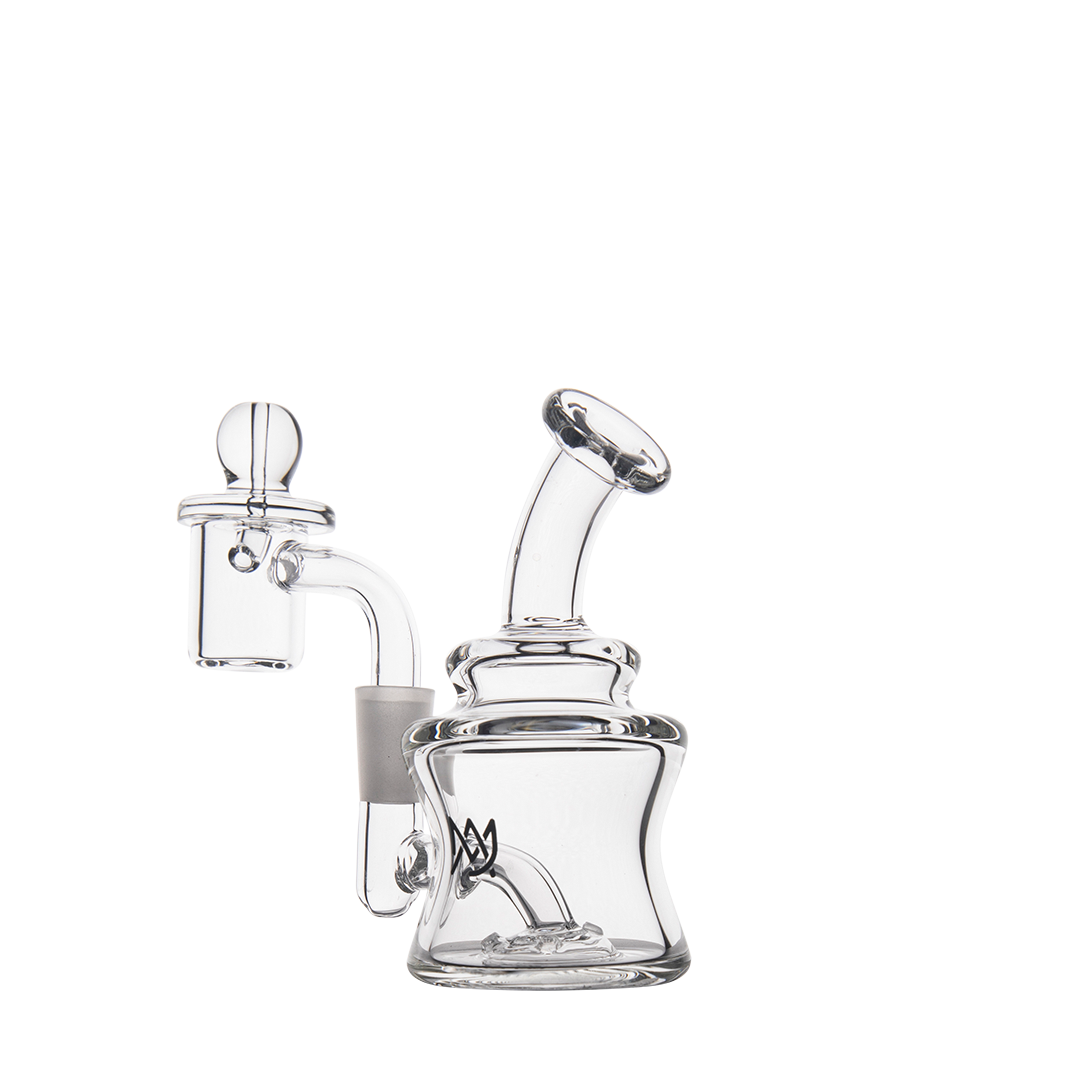 MJ Arsenal Jammer Mini Dab Rig front view, 4" 4mm Borosilicate Glass, 90° Joint with Percolator