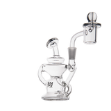 MJ Arsenal Hydra Mini Dab Rig in clear borosilicate glass with 10mm female joint and recycler design